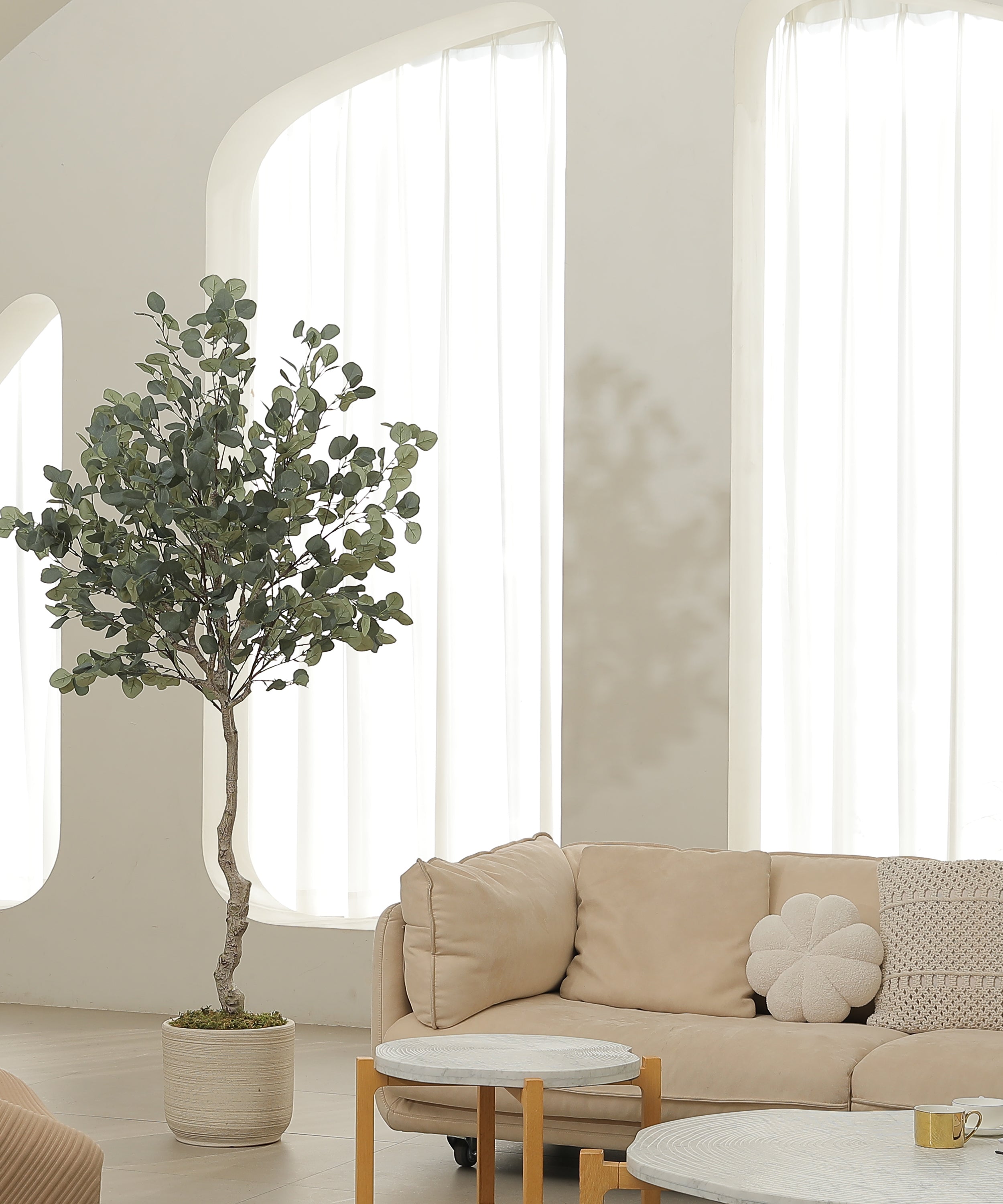 6FT-Faux Silver Dollar Eucalyptus Tree